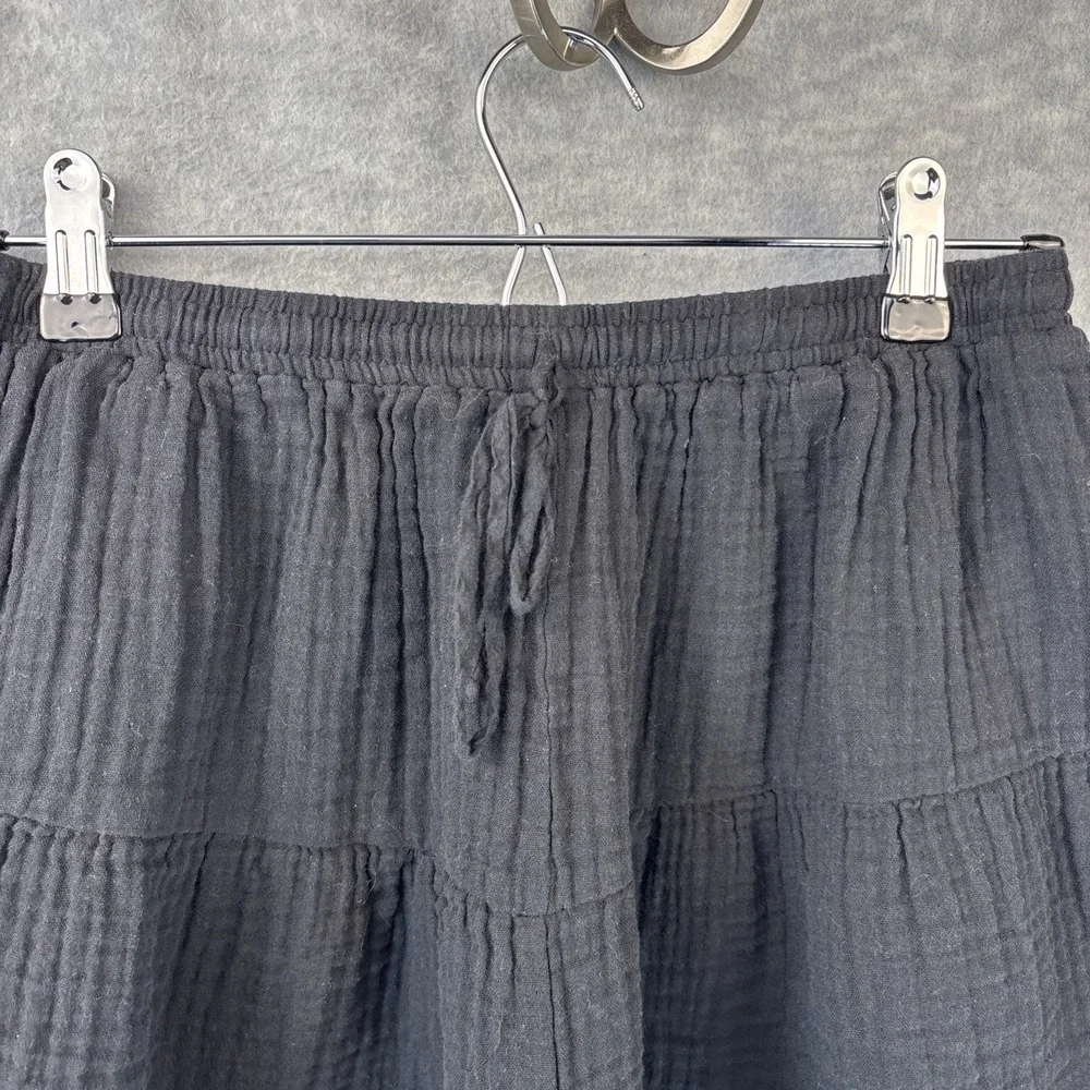 Stark‎ X Black Gauze Shorts L Lightweight Beachy Elastic Drawstring Flutter